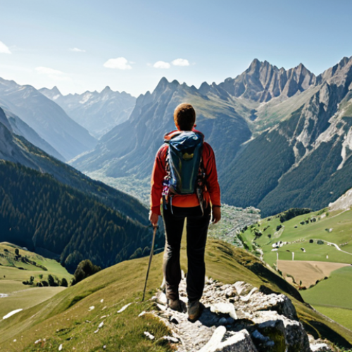 **A person hiking in the Alps, looking out over a valley, symbolizing new perspectives and personal growth.** (This visually represents leaving the comfort zone and gaining new experiences in a familiar, local setting.)