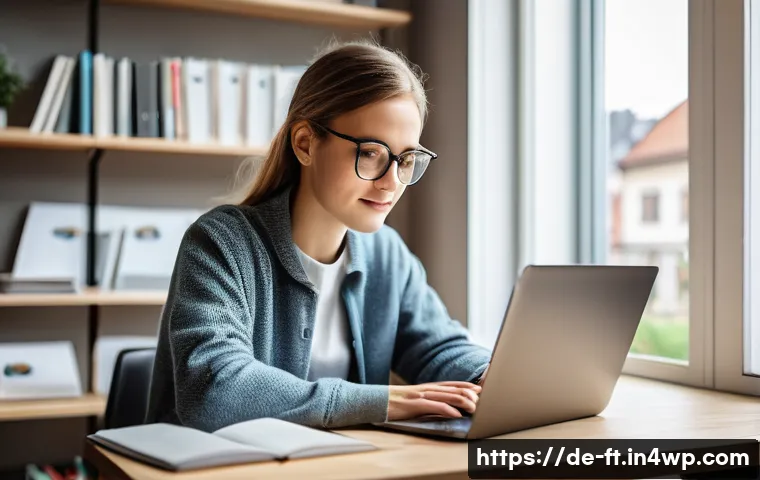 자아 한계 확장을 위한 지속적인 학습의 중요성 - A modern home office scene showing a young adult German learner studying on a laptop using digital l...